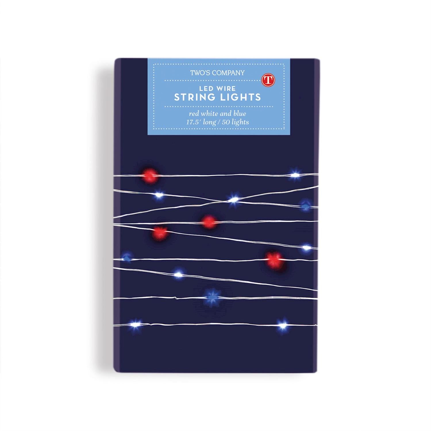 Red, White, and Blue LED Wire String Lights, s/2