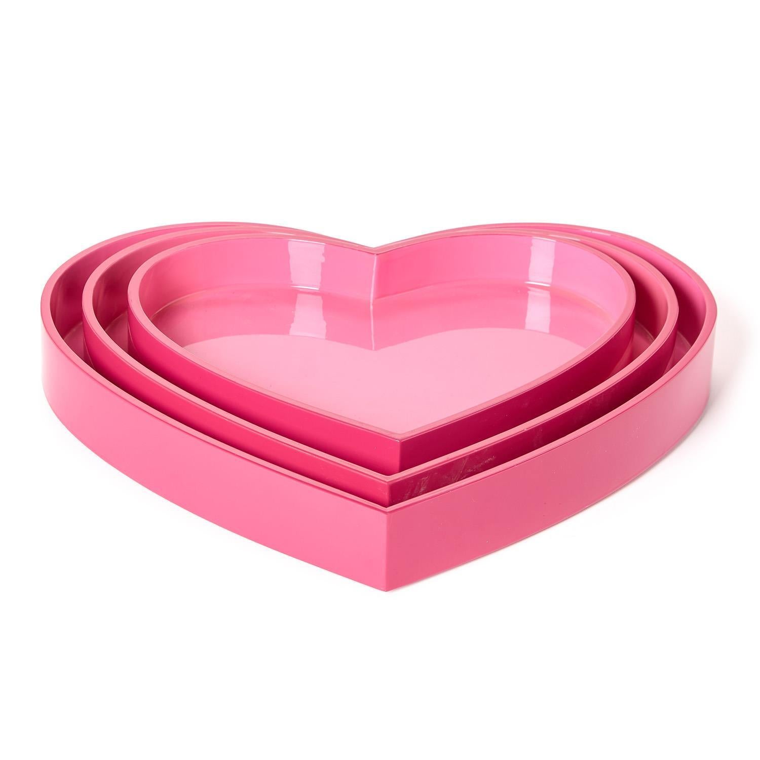 Lacquered Two-Tone Heart Trays, s/2 (small & medium)