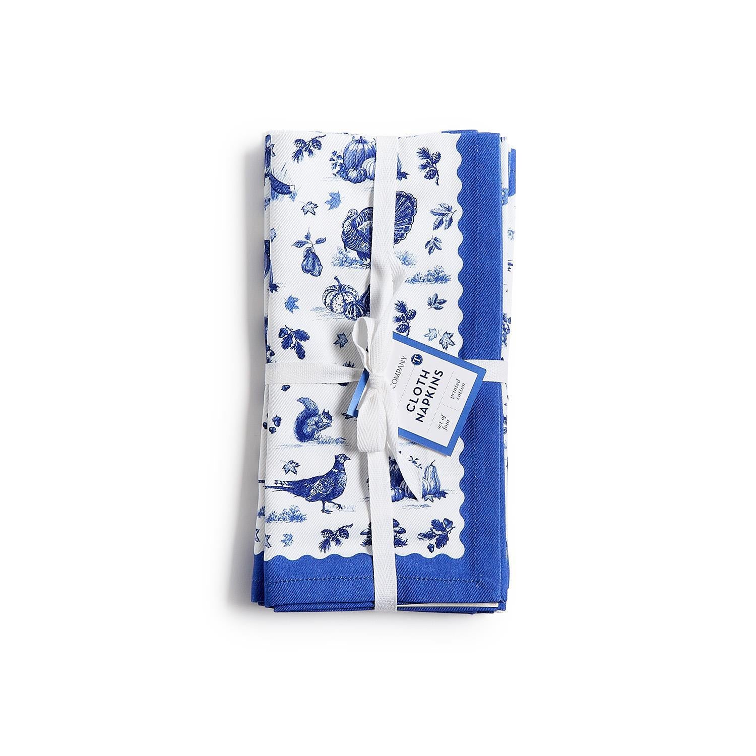 Falling for Blue Toile Napkins, s/4