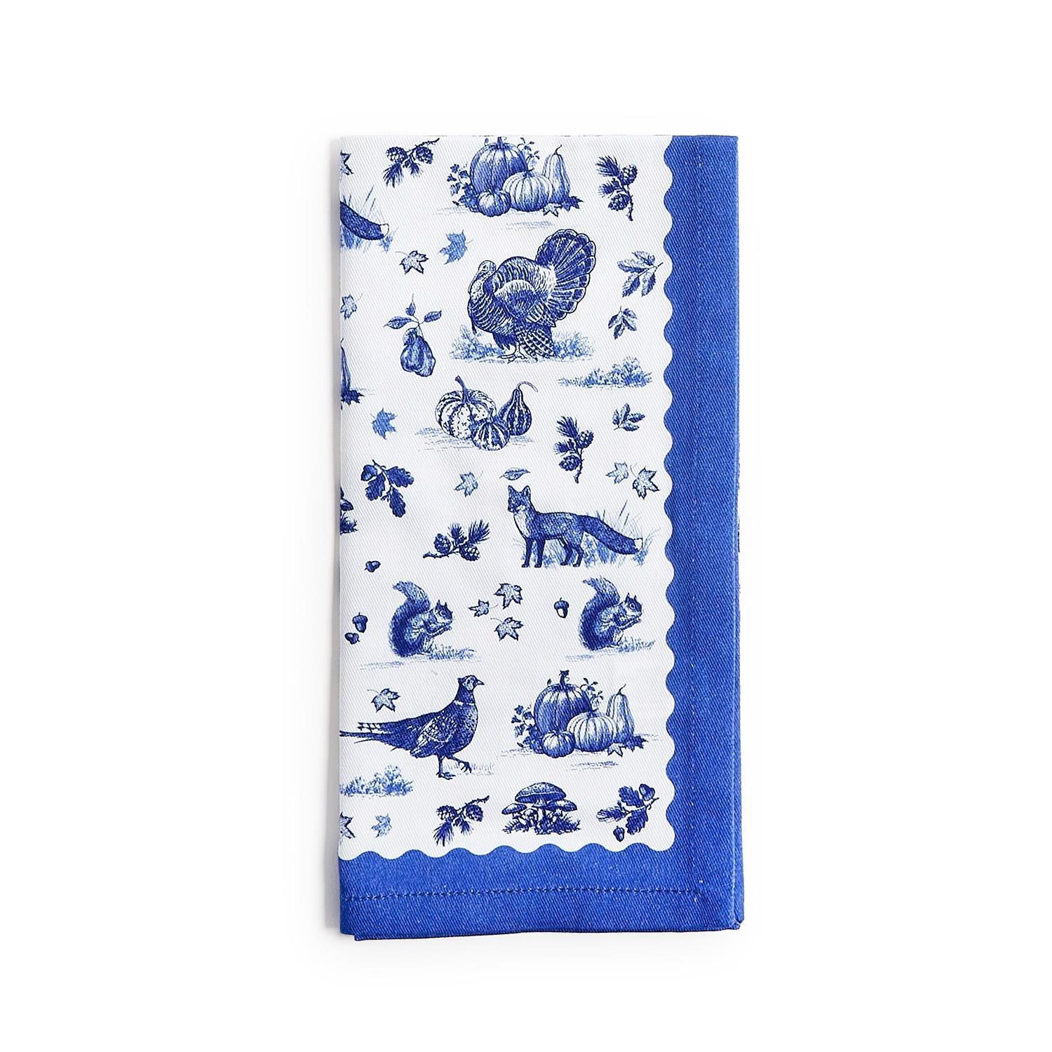 Falling for Blue Toile Napkins, s/4