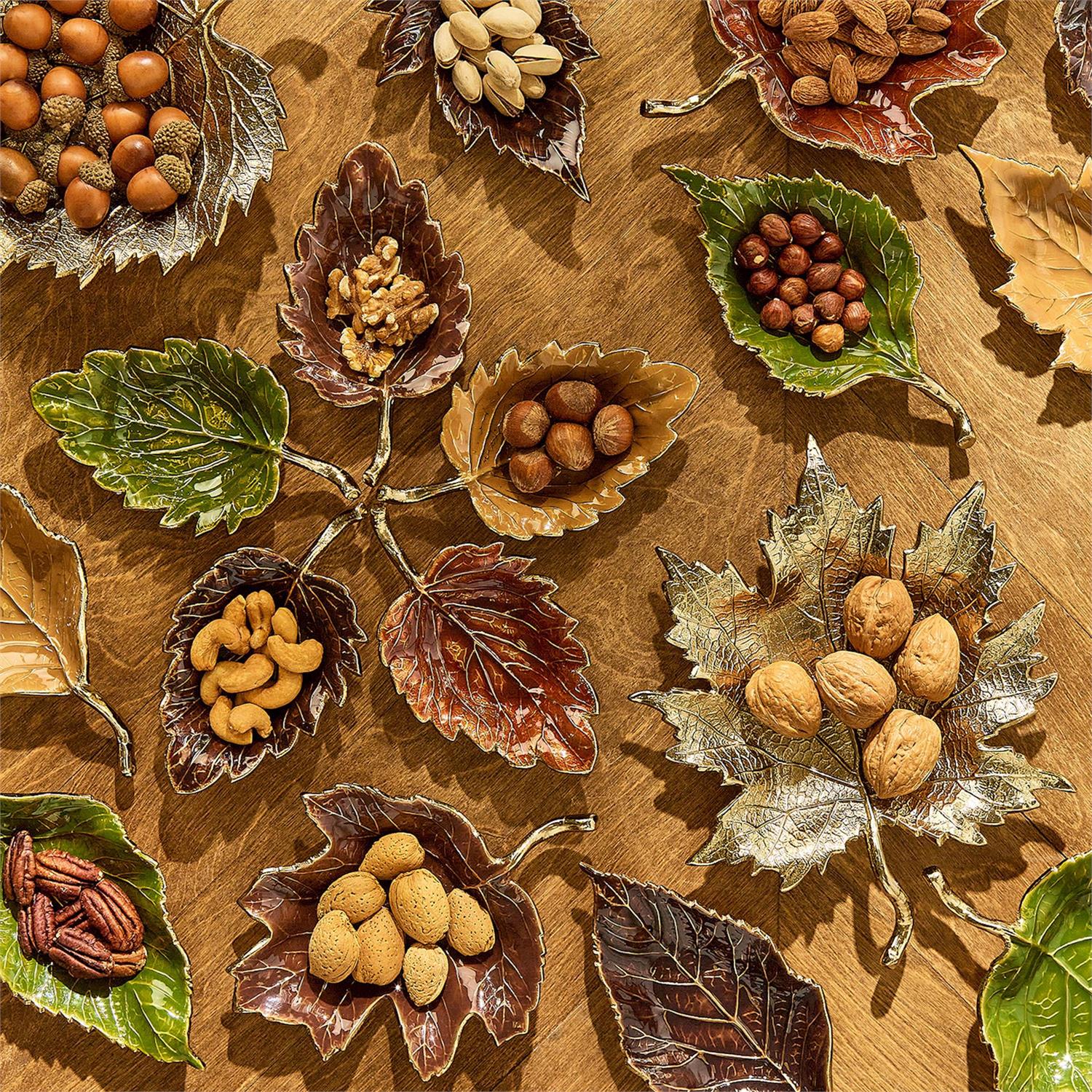 Enameled Leaf Trays, s/3