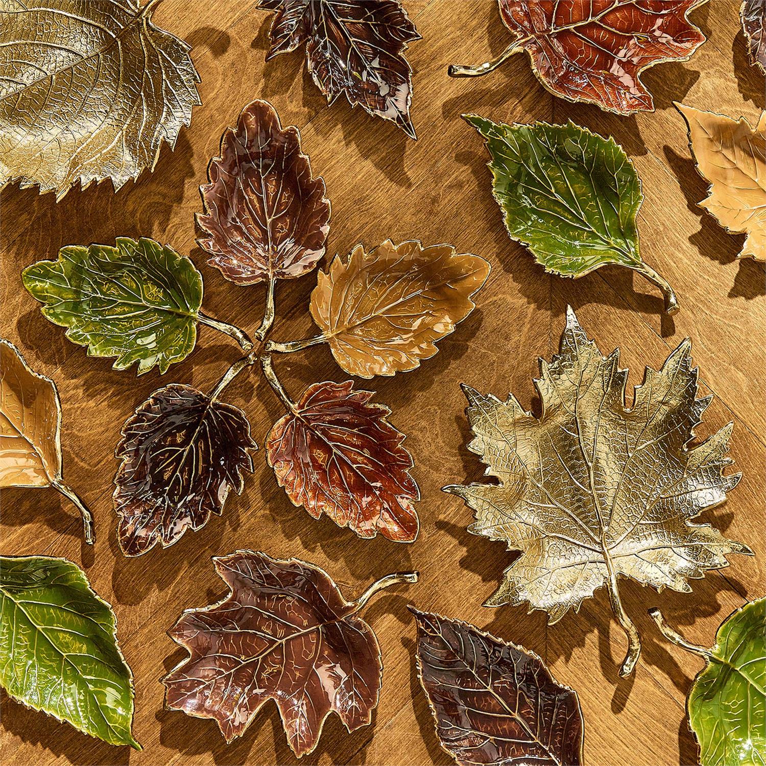 Enameled Leaf Trays, s/3