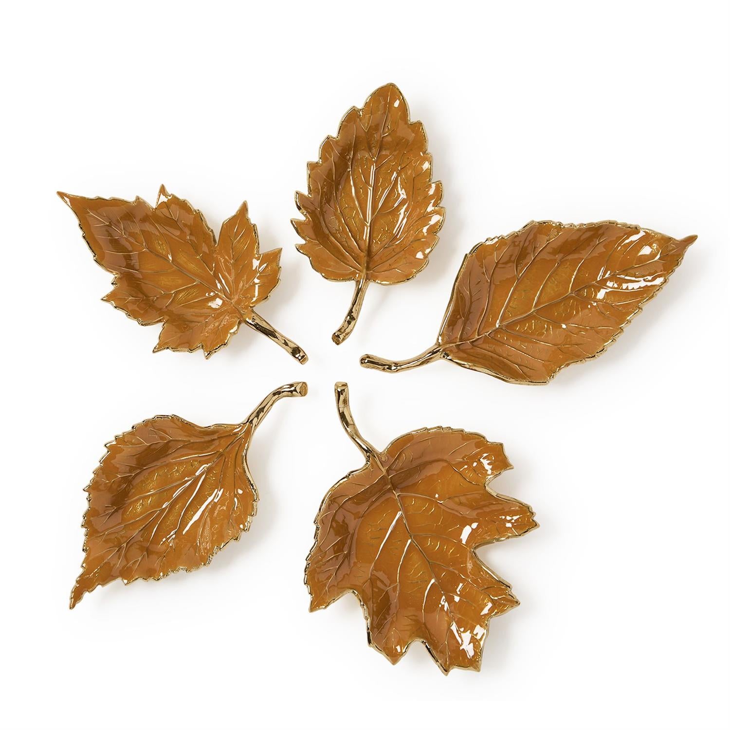 Enameled Leaf Trays, s/3