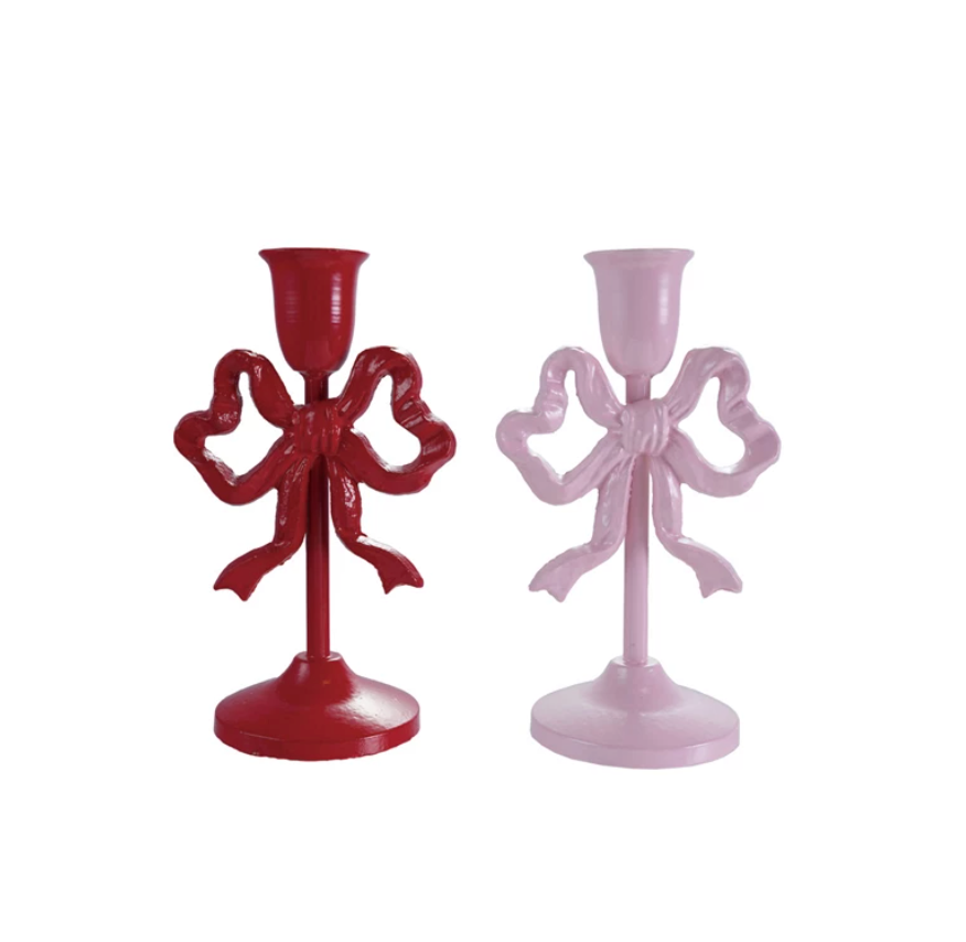 Cast Iron Bow Taper Candle Holders