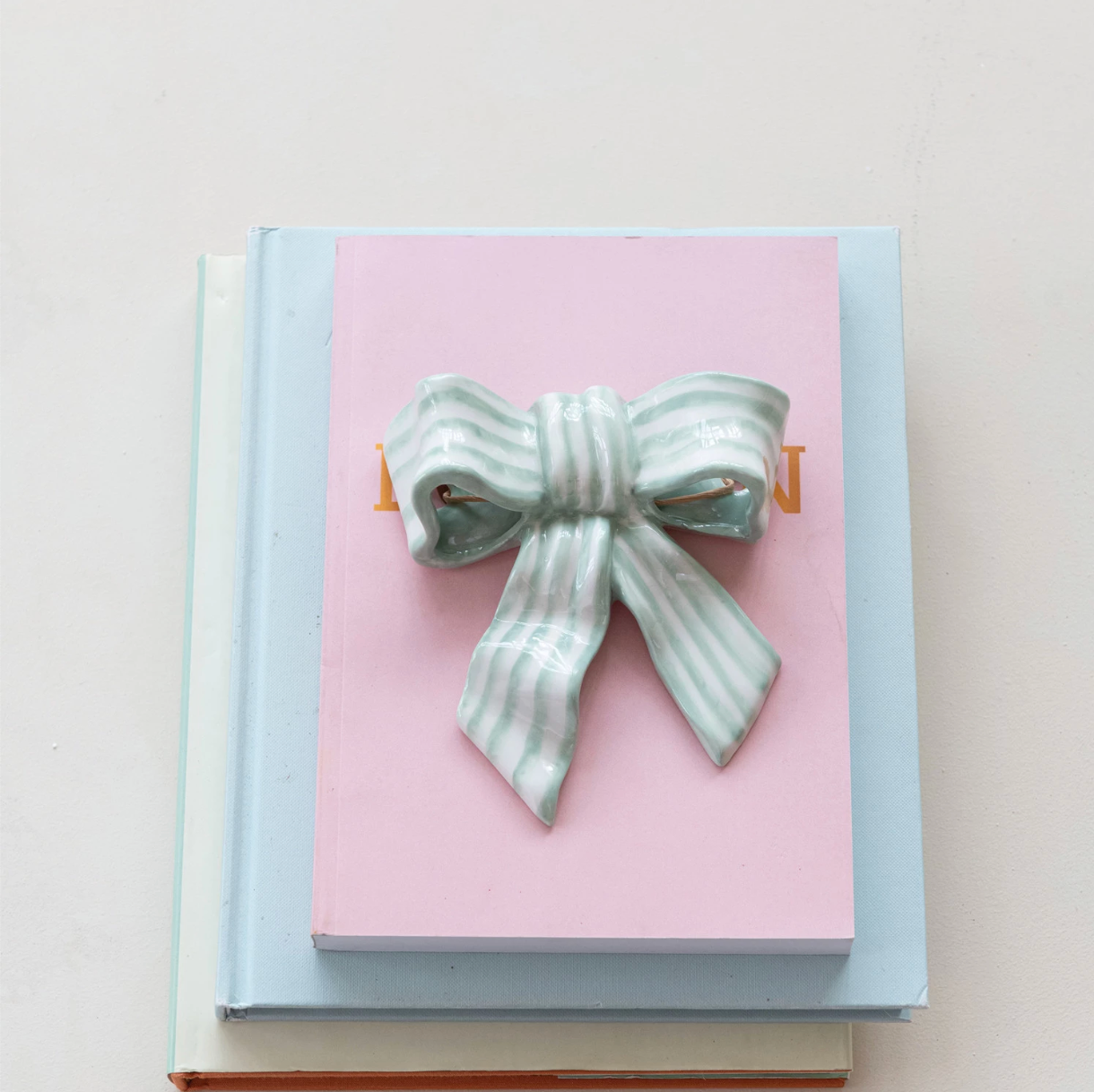 Stoneware Striped Bow