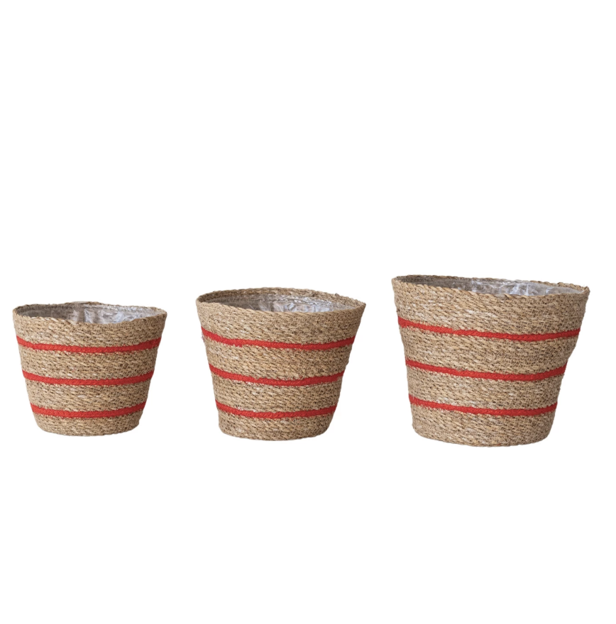 Hand-Woven Seagrass & Jute Basket
