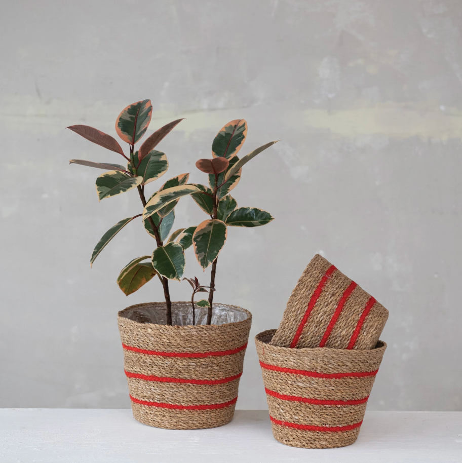Hand-Woven Seagrass & Jute Basket