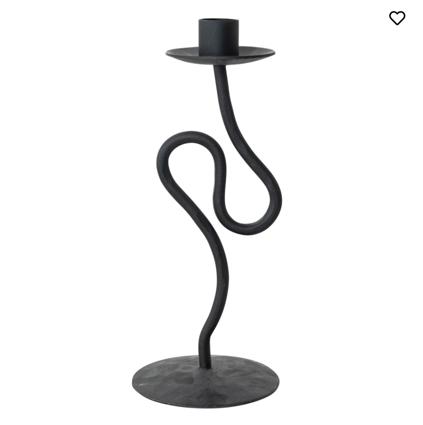 Hand-Forged Iron Abstract Candle Holder