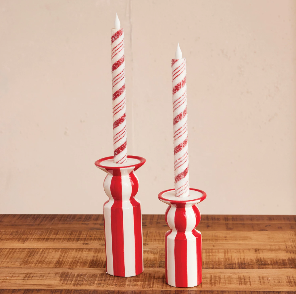 Ceramic Striped Taper Holder