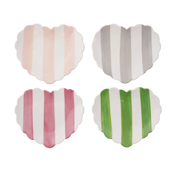 Hand-Painted Striped Heart Dish