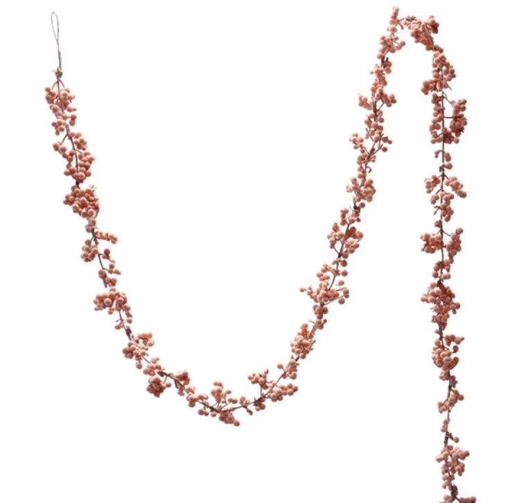 72" Pink Flocked Foam Ball Garland