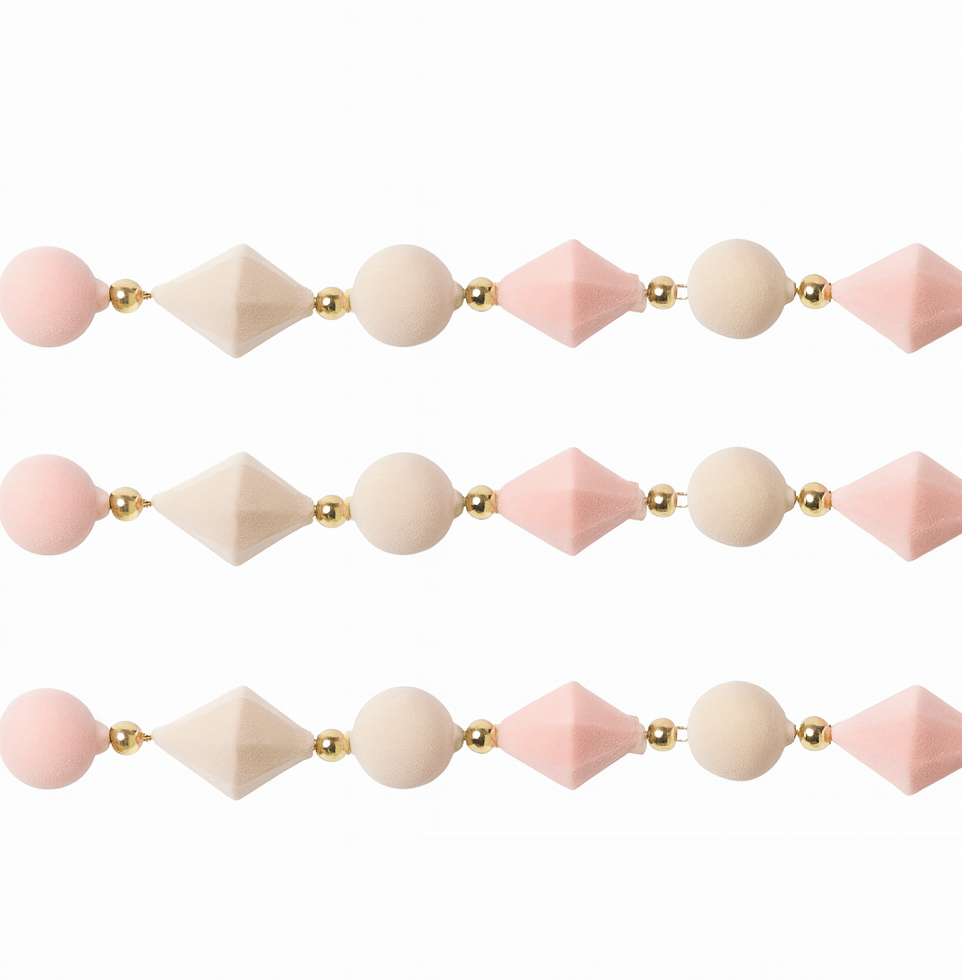 Pink and Cream Glass Garland (72")