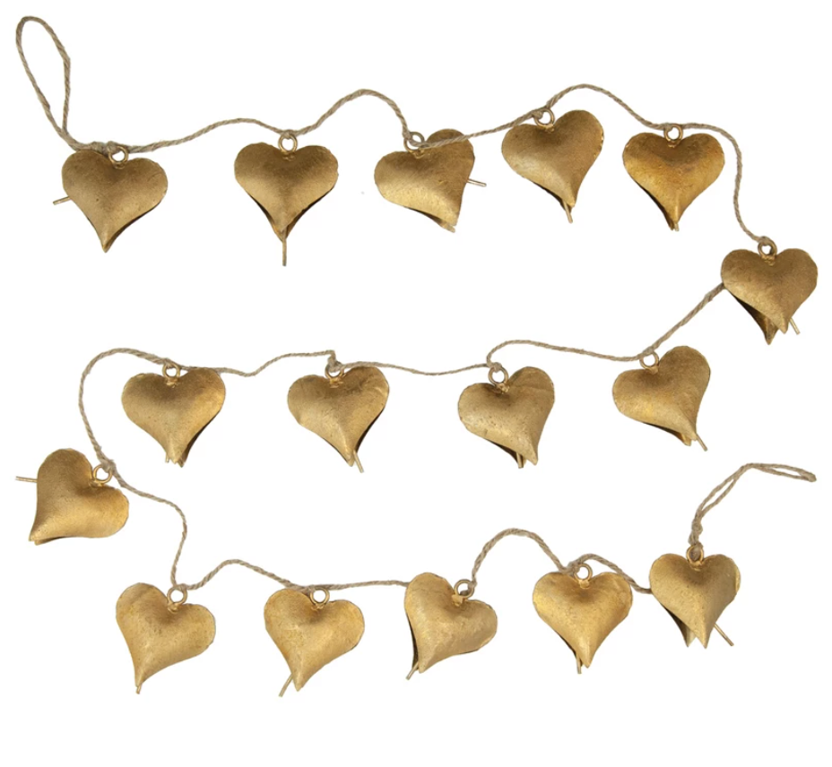 Gold Metal Heart Bell Garland (72")