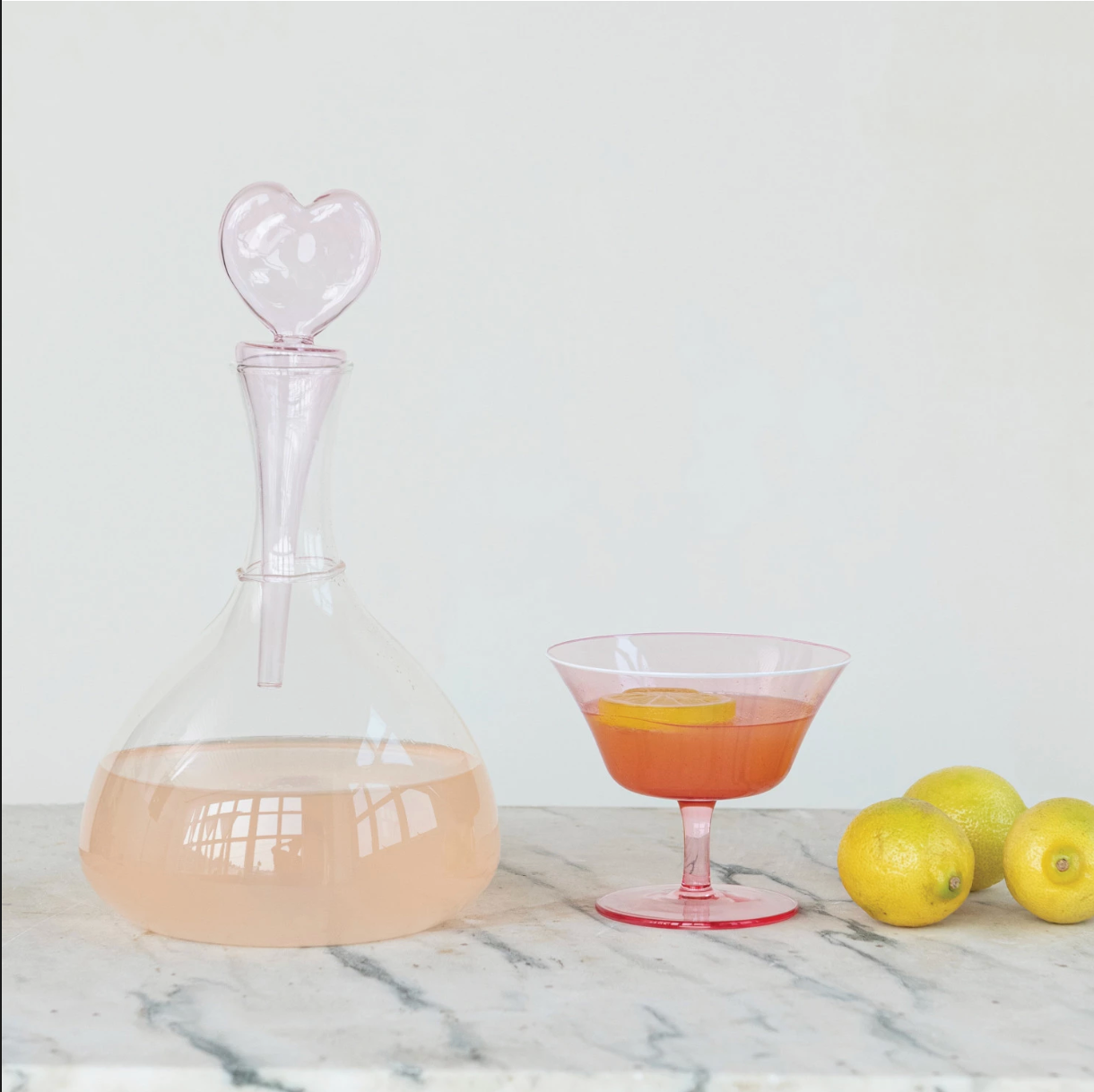 Glass Decanter with Hand-Blown Heart