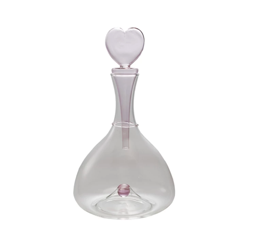 Glass Decanter with Hand-Blown Heart