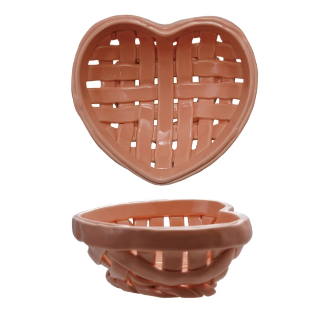 Heart Stoneware Fruit Basket