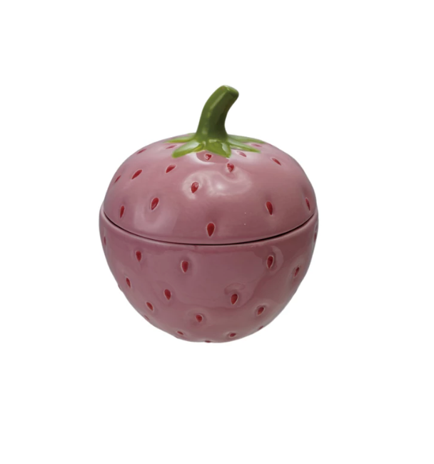 Hand-Painted Ceramic Strawberry Shaped Jar