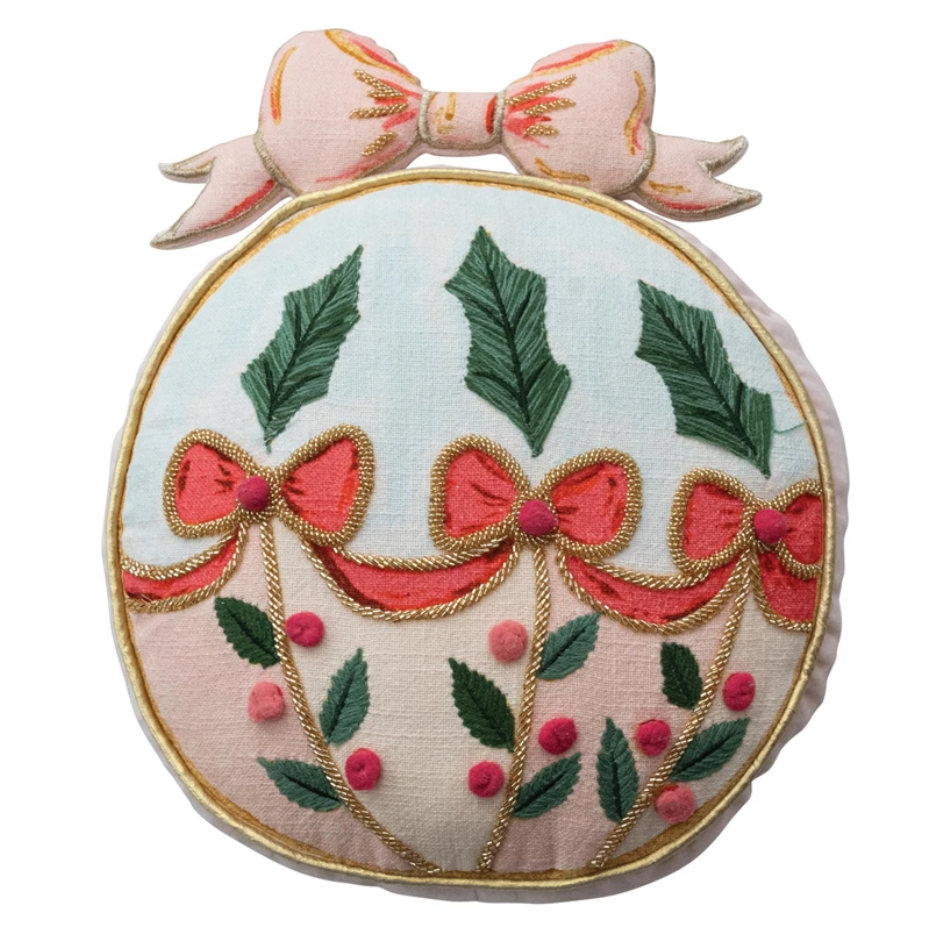Emboidered Ornament Shaped Pillow