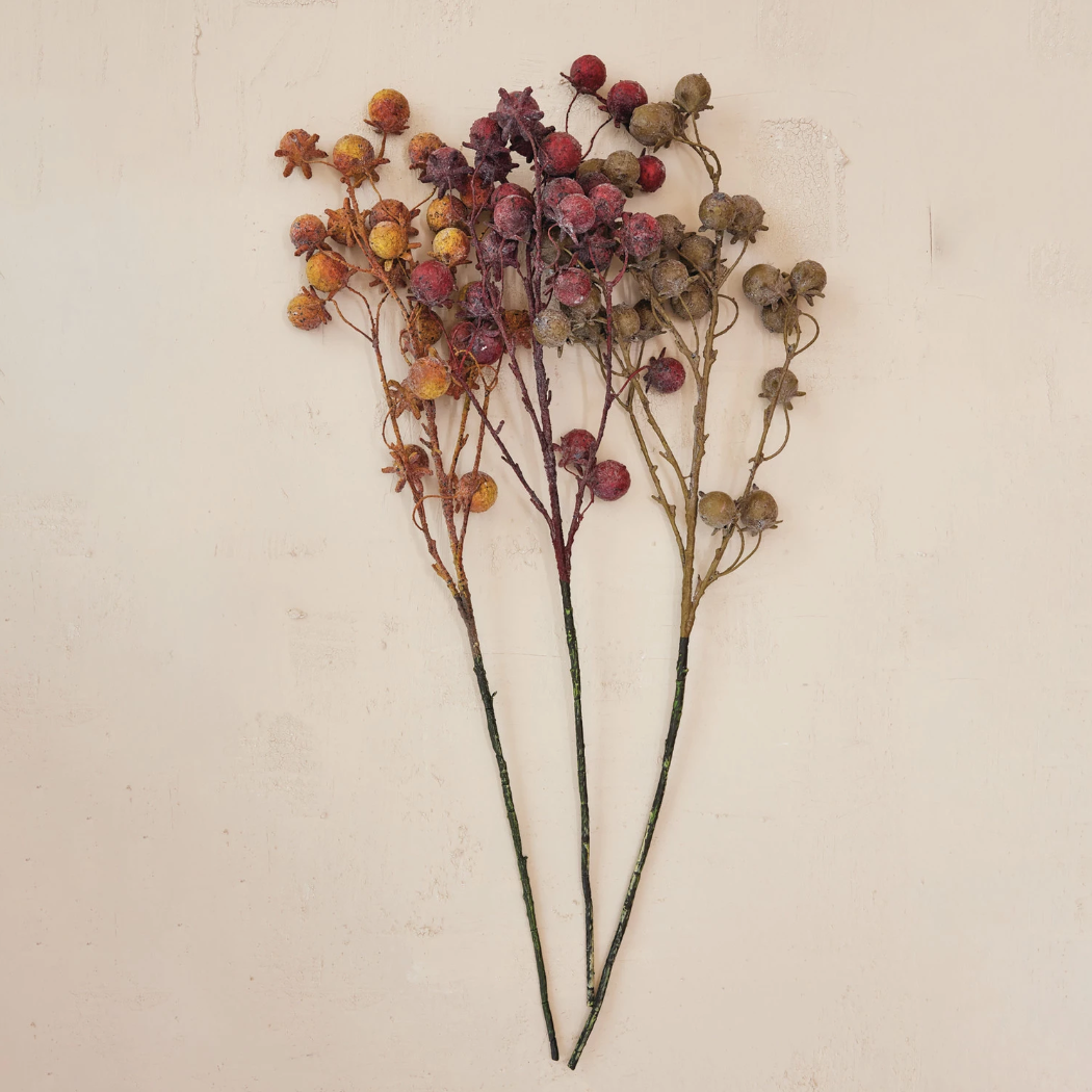 Faux Rose Hip Stem – Set of 3 stems (37.5"H)