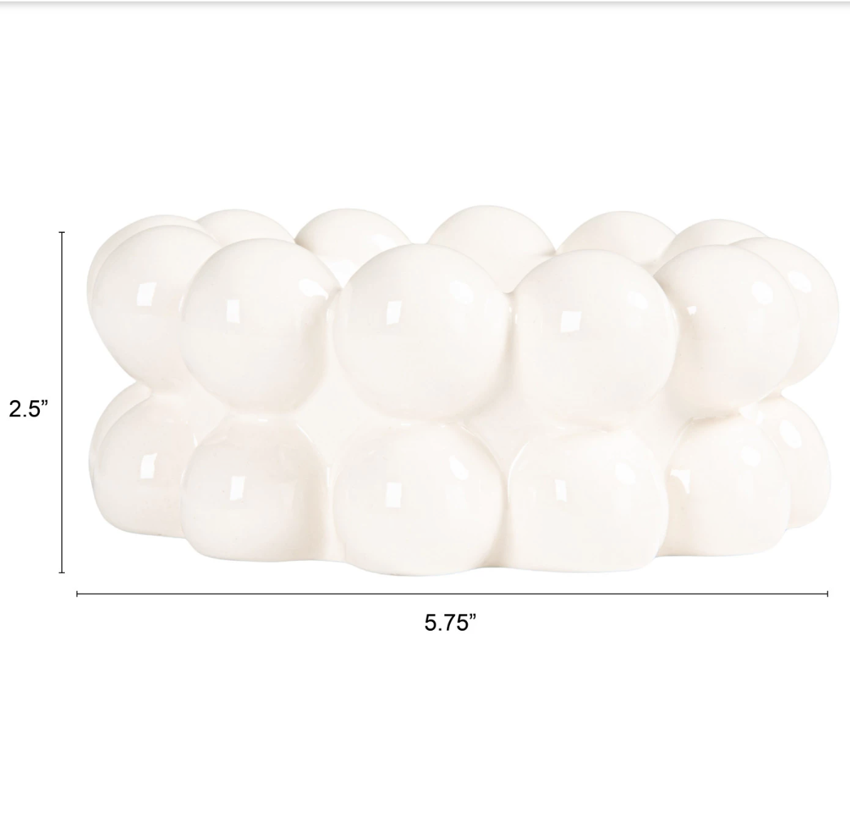 White Stoneware Decorative Bowl with Ball Accents