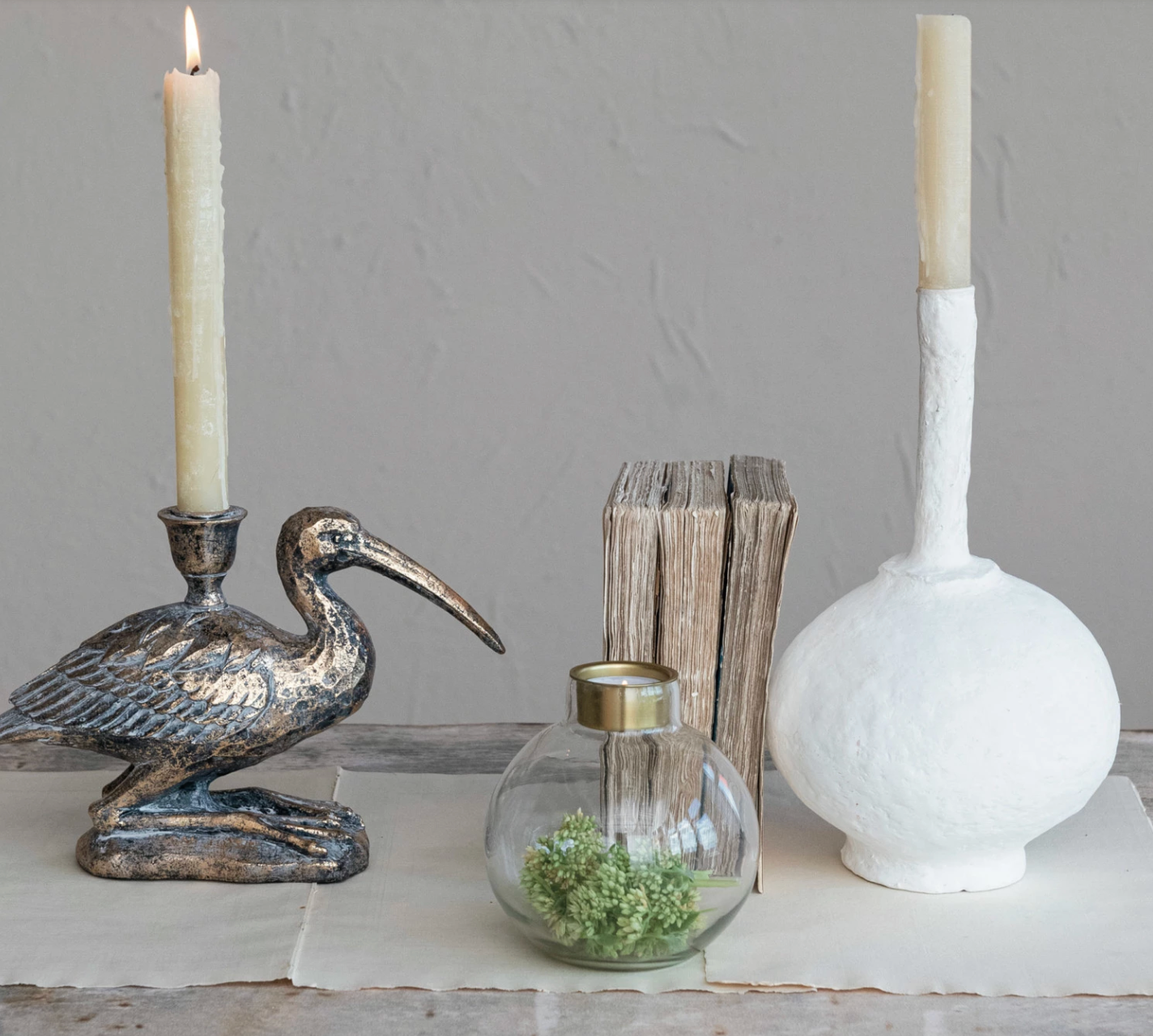 Handmade Paper Mache Taper Vase