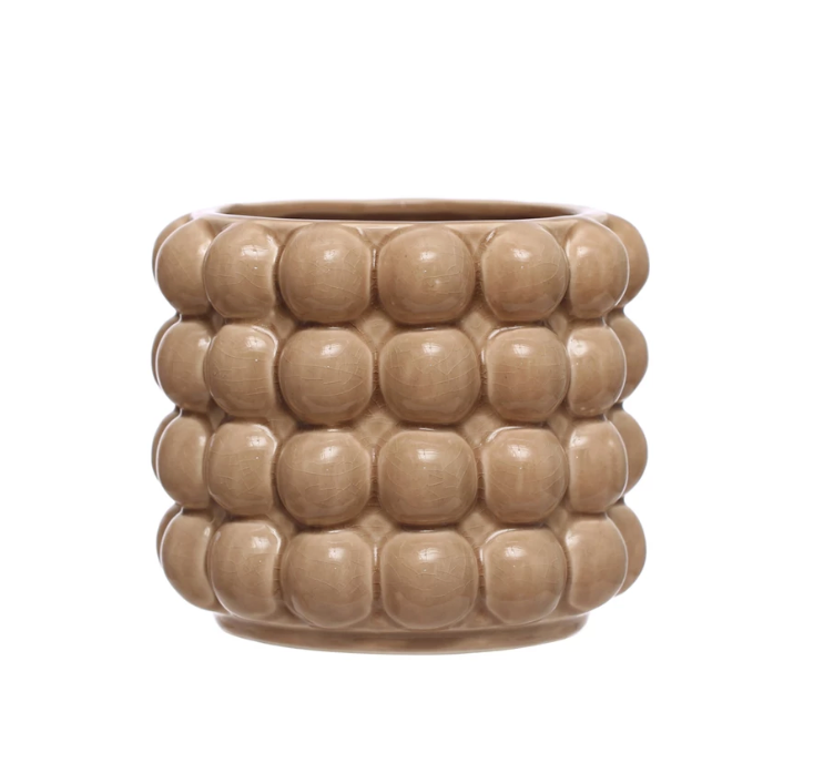 Stoneware Planter with Raised Dots