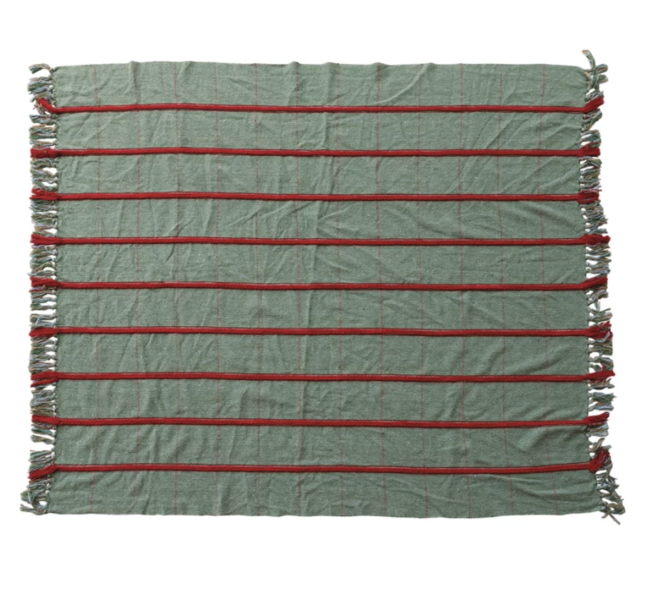 Woven Blend Throw - Red & Green