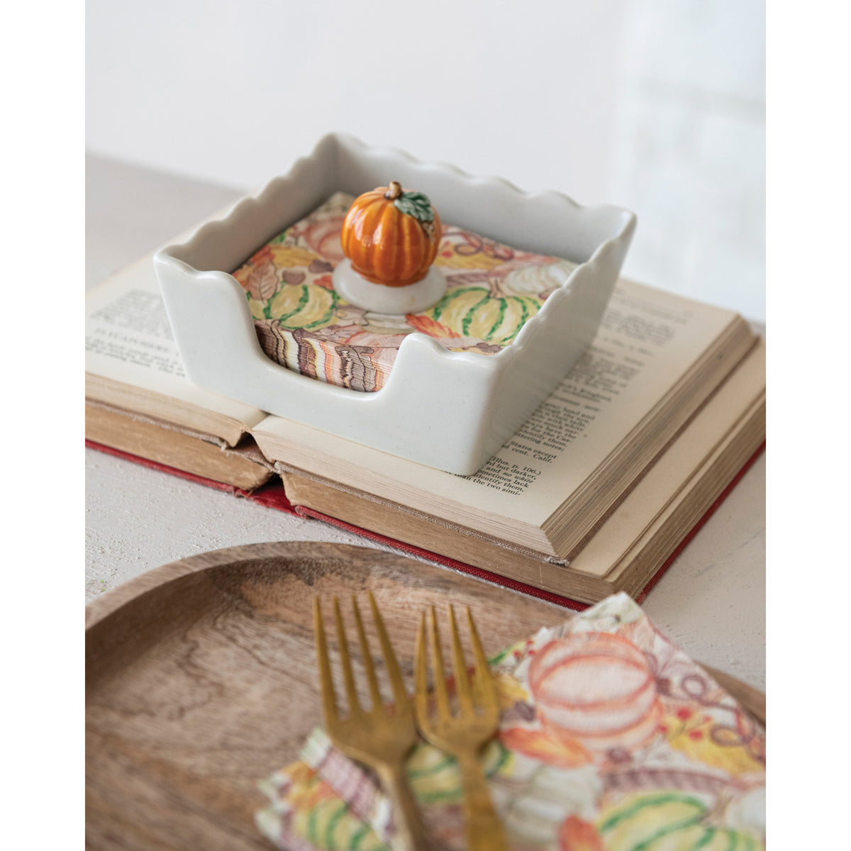 Napkin Holder with Pumpkin Weight