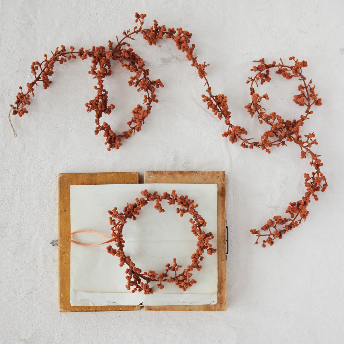 Flocked Foam Ball Garland, Orange