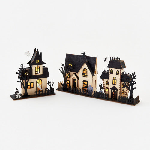 Lighted Haunted House set of 3  |  11"–13"