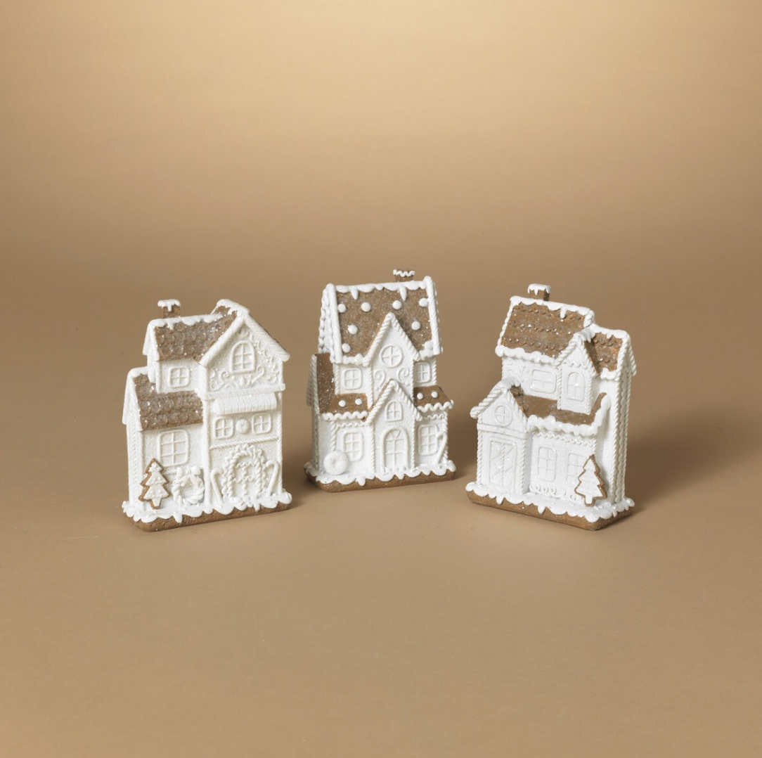 RESIN HOLIDAY GINGERBREAD HOUSE, S/3