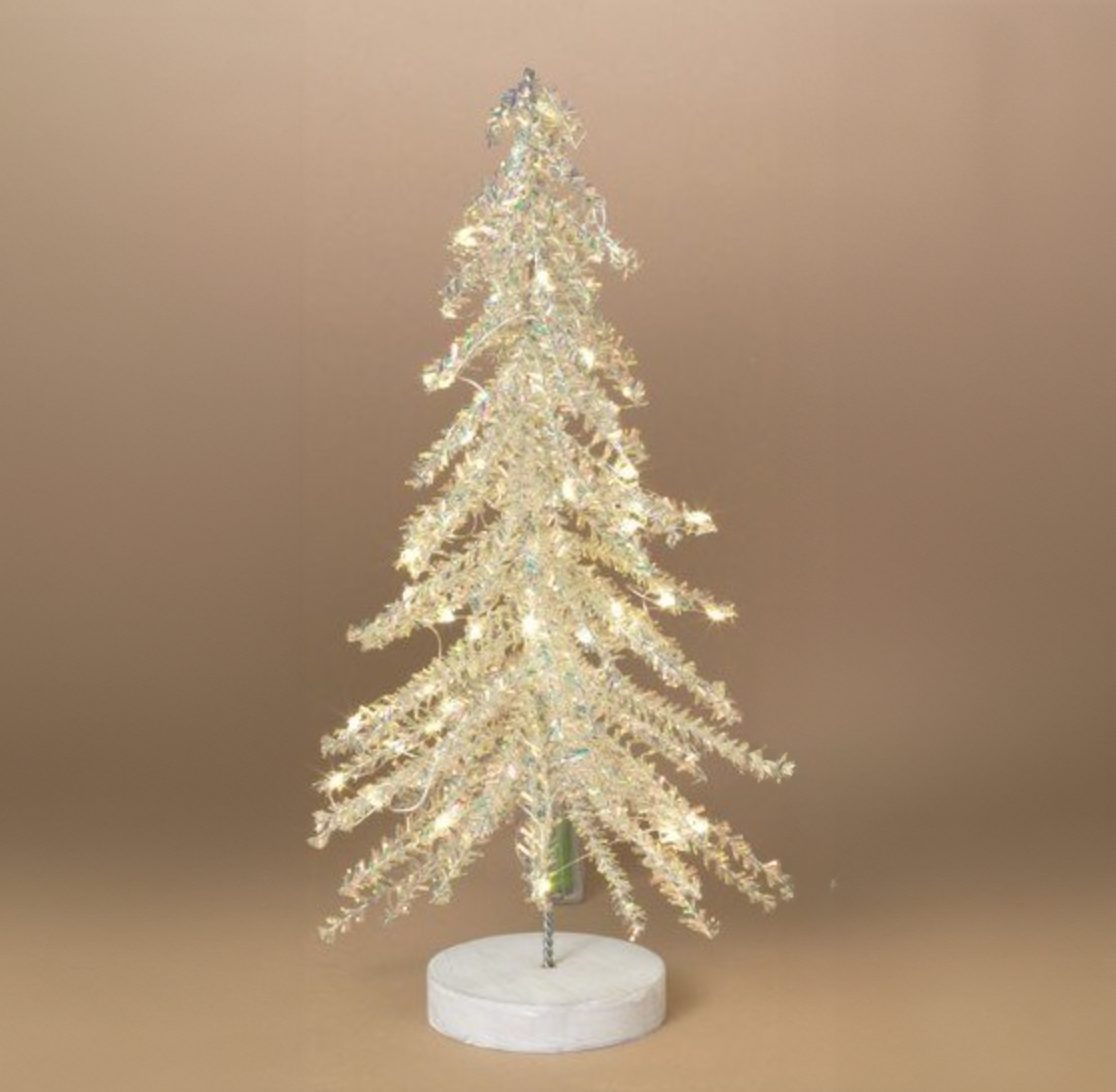 Light-Up Iridescent Tinsel Tree - (16")