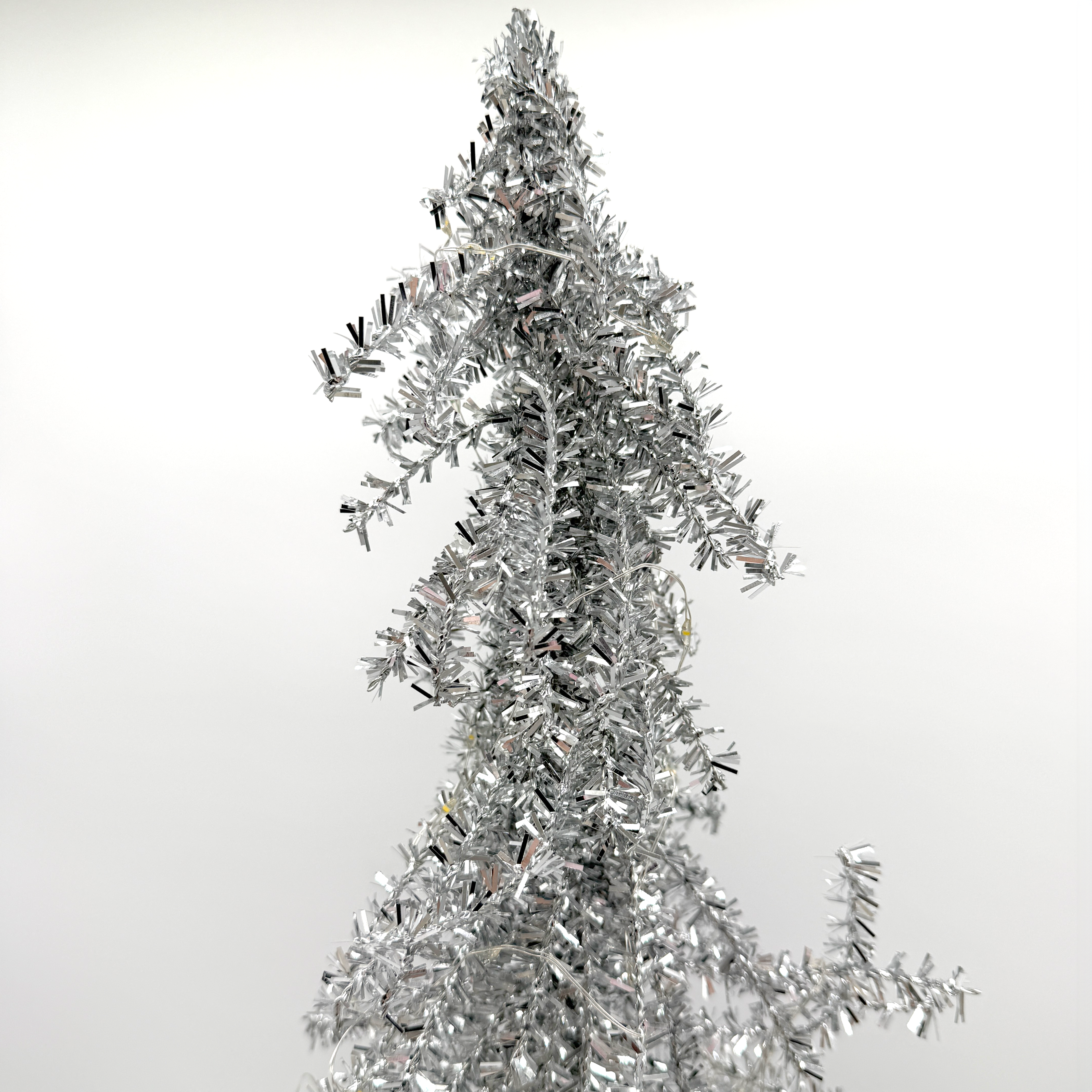 Silver Tinsel Tree with Plug-In Lights (24")