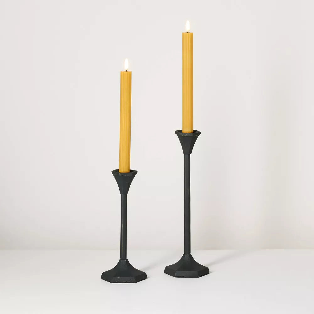 Honey Flameless Taper Candles, s/2