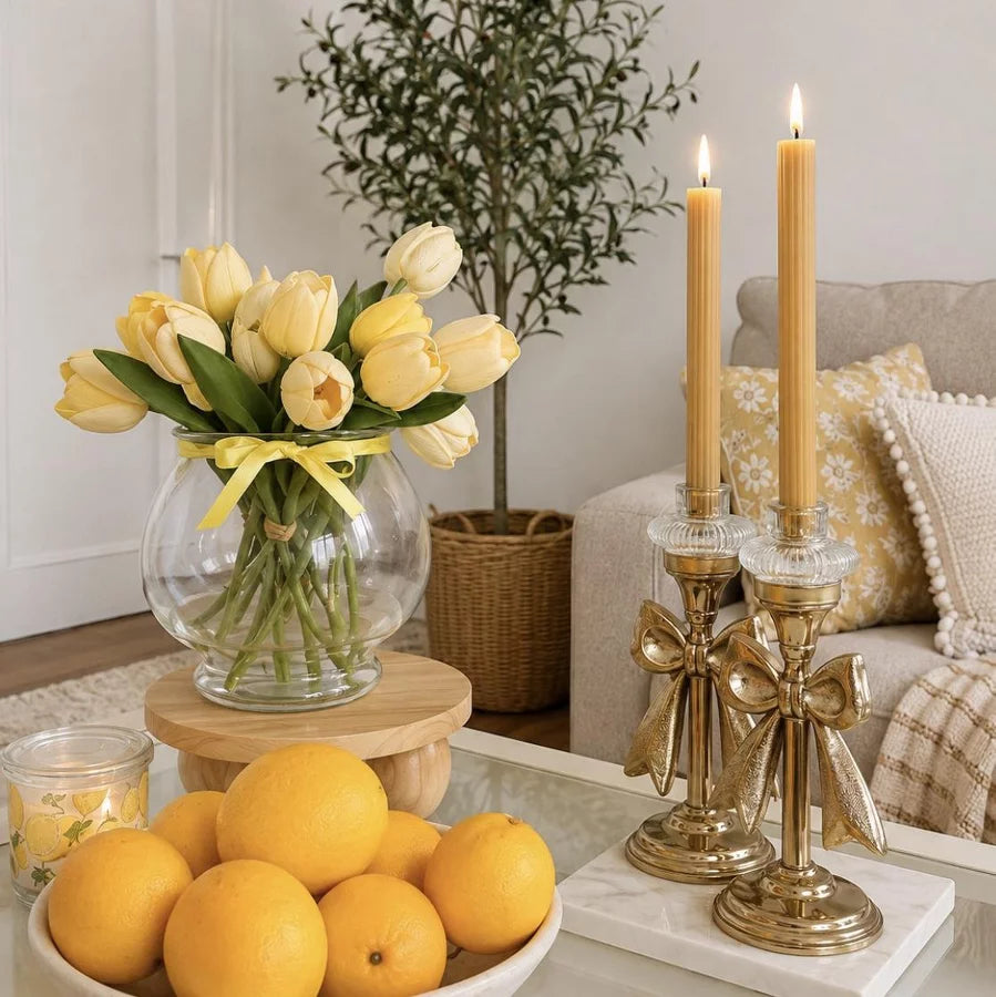 Honey Flameless Taper Candles, s/2
