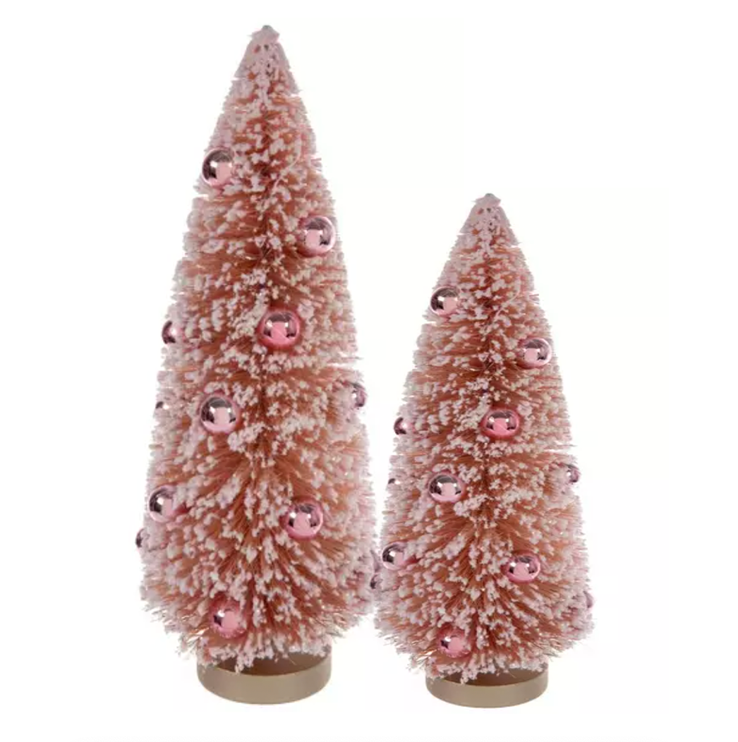 Bottle Brush Pink Trees, s/2