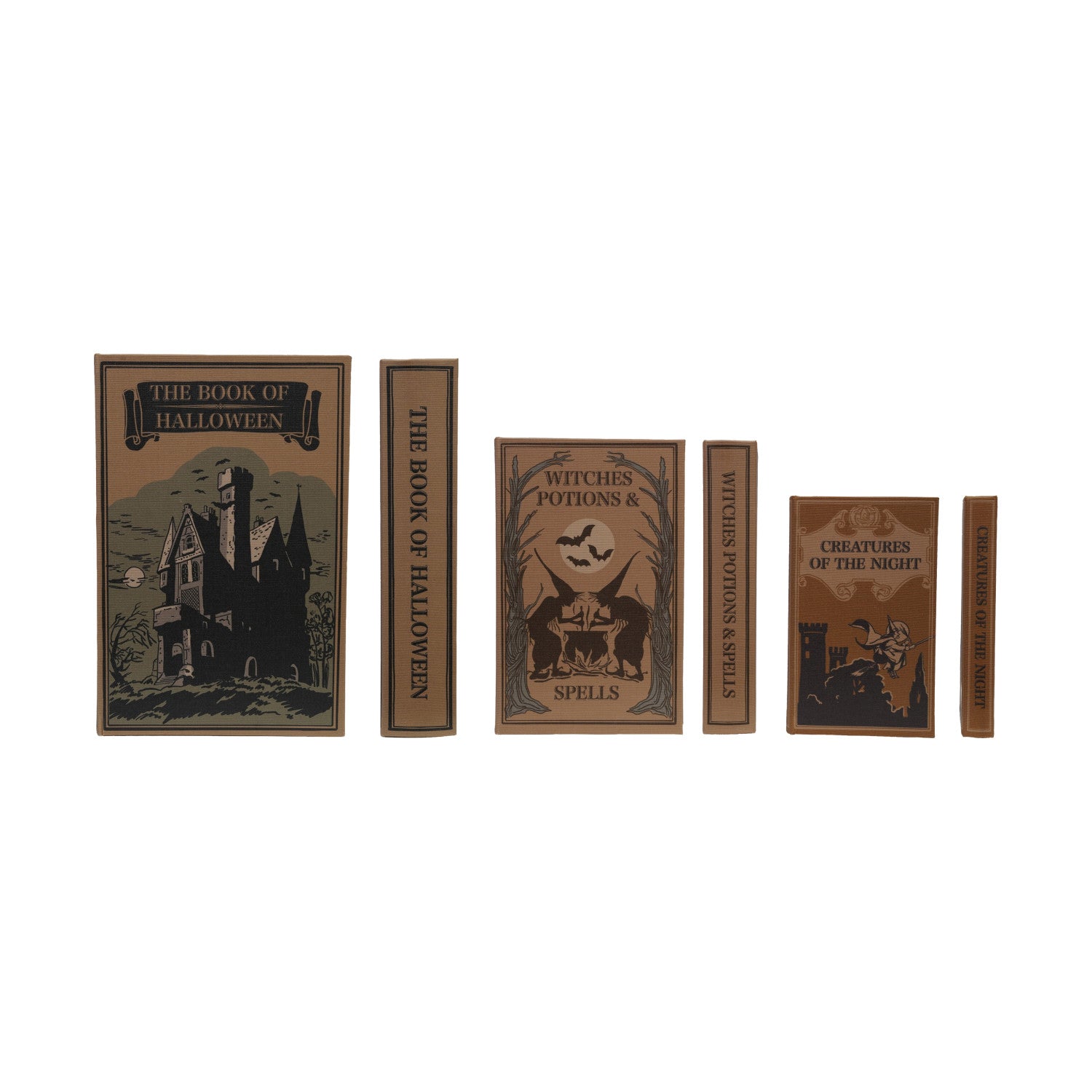 Linen Halloween Themed Book Storage Boxes, s/3