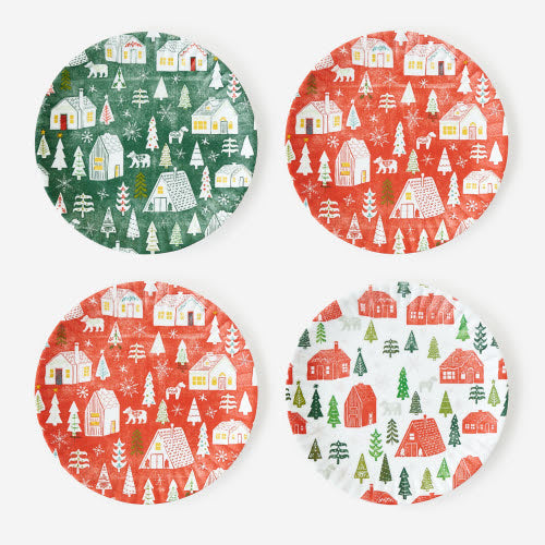 Holiday Chalet “Paper” Plates – Set of 4 Melamine