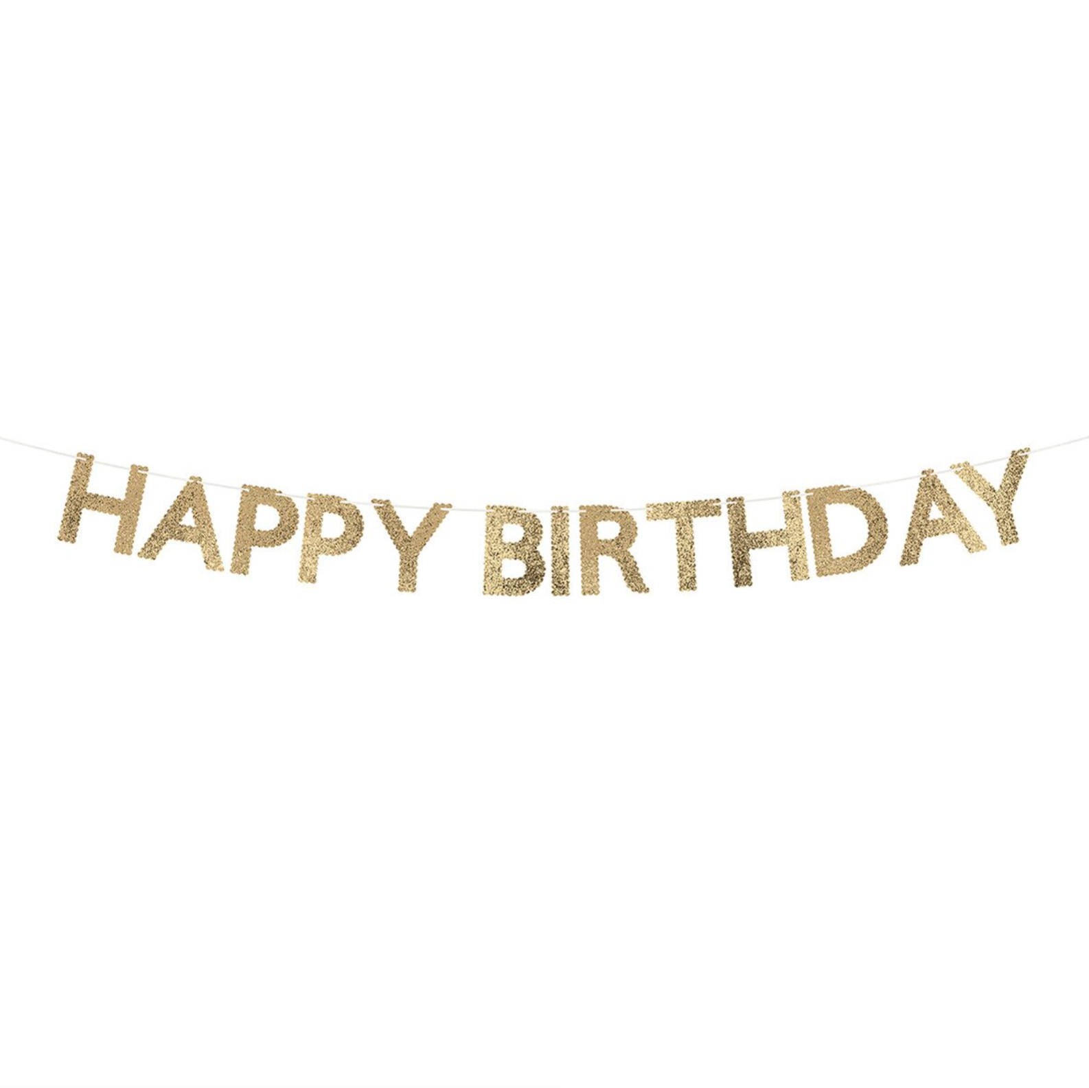Gold Glitter Fabric Happy Birthday Garland