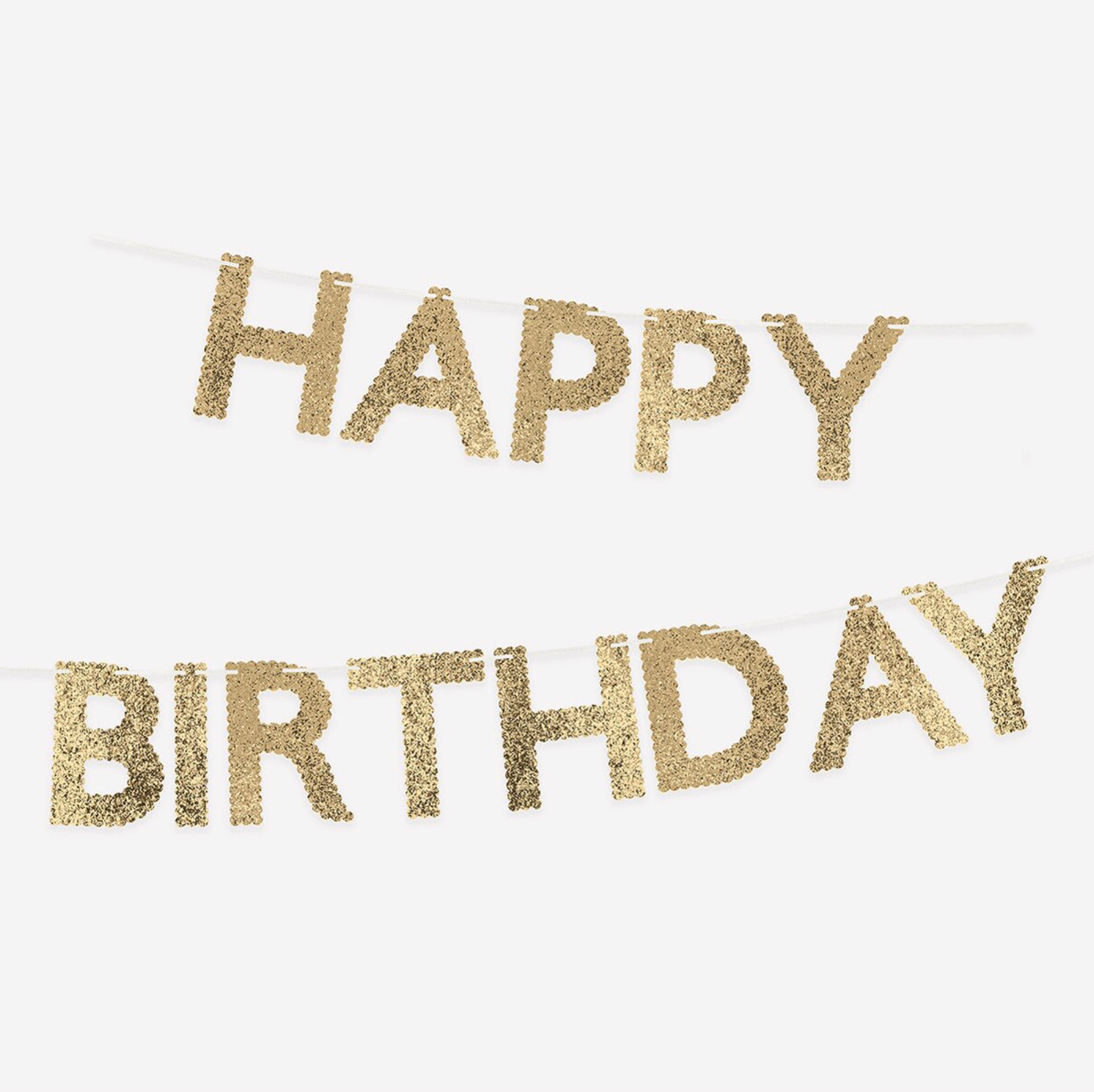 Gold Glitter Fabric Happy Birthday Garland