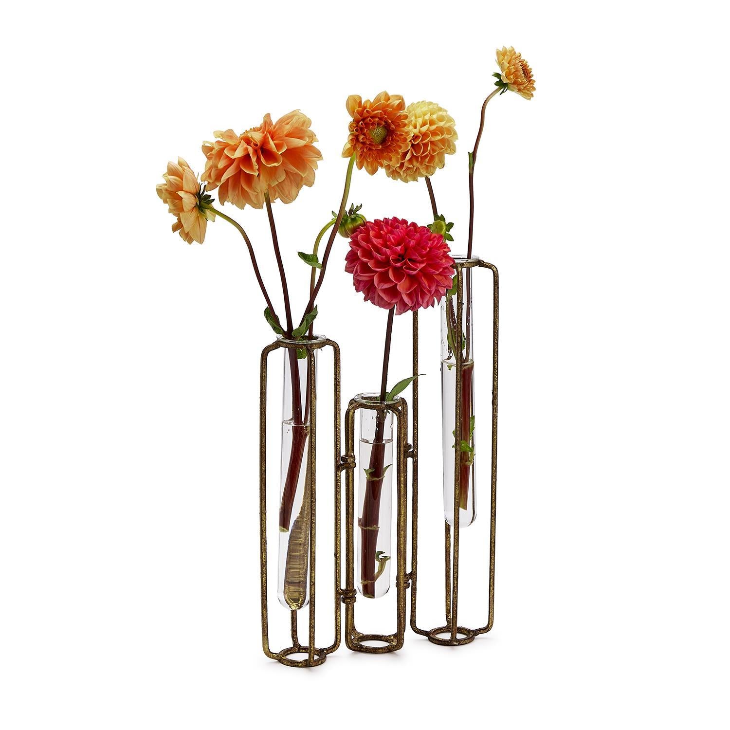 Hinged Flower Vases with Gold Leaf