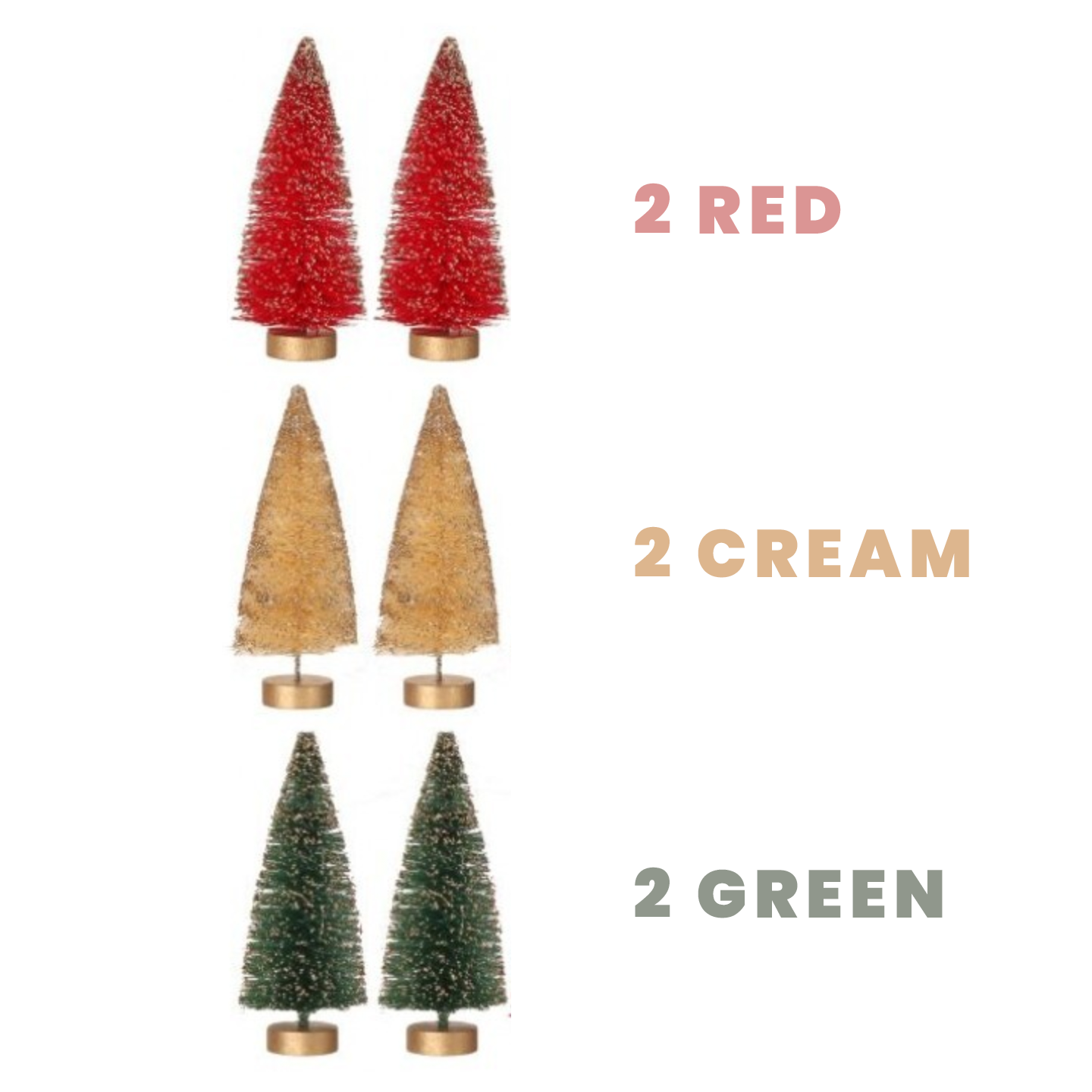 6" VINTAGE GLITTER SISAL TREES SET/6