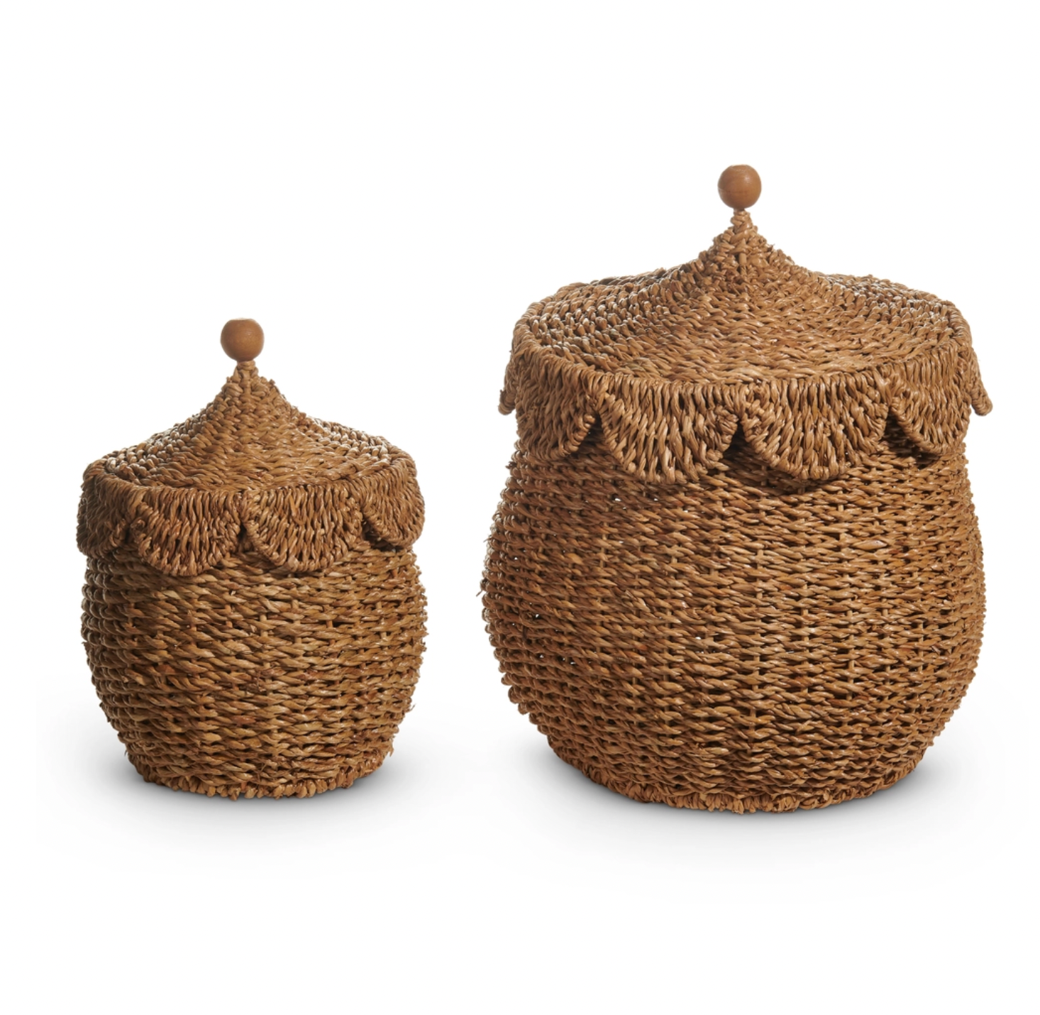 Scallop Lid Woven Basket