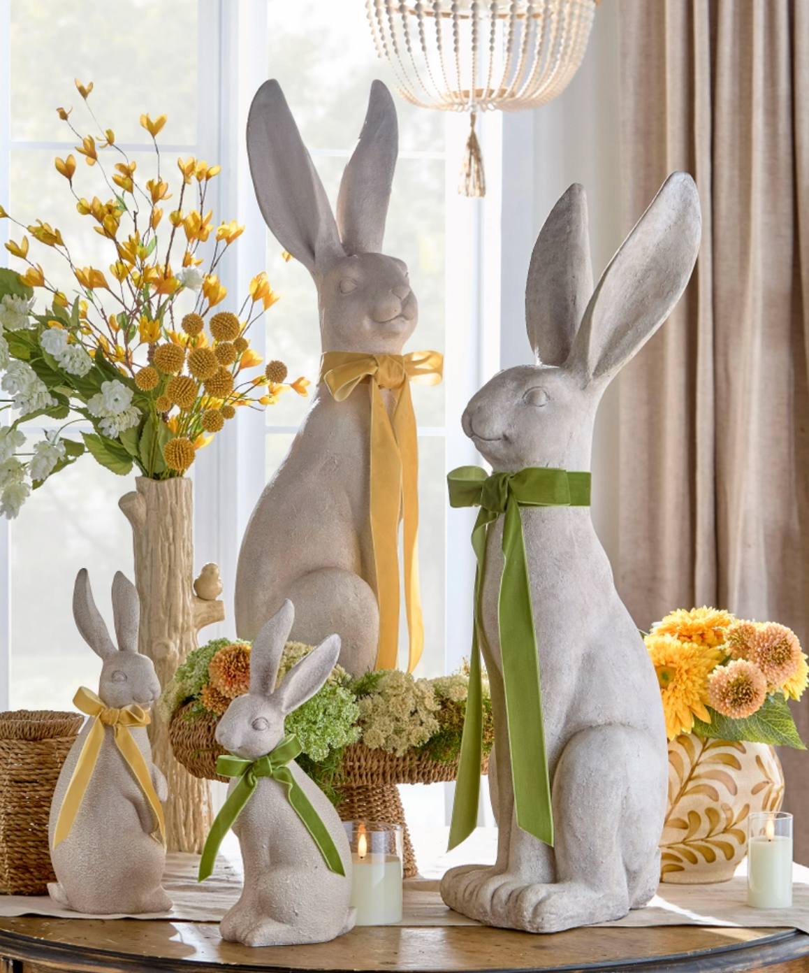 Concrete Rabbit with Bow (14.5")