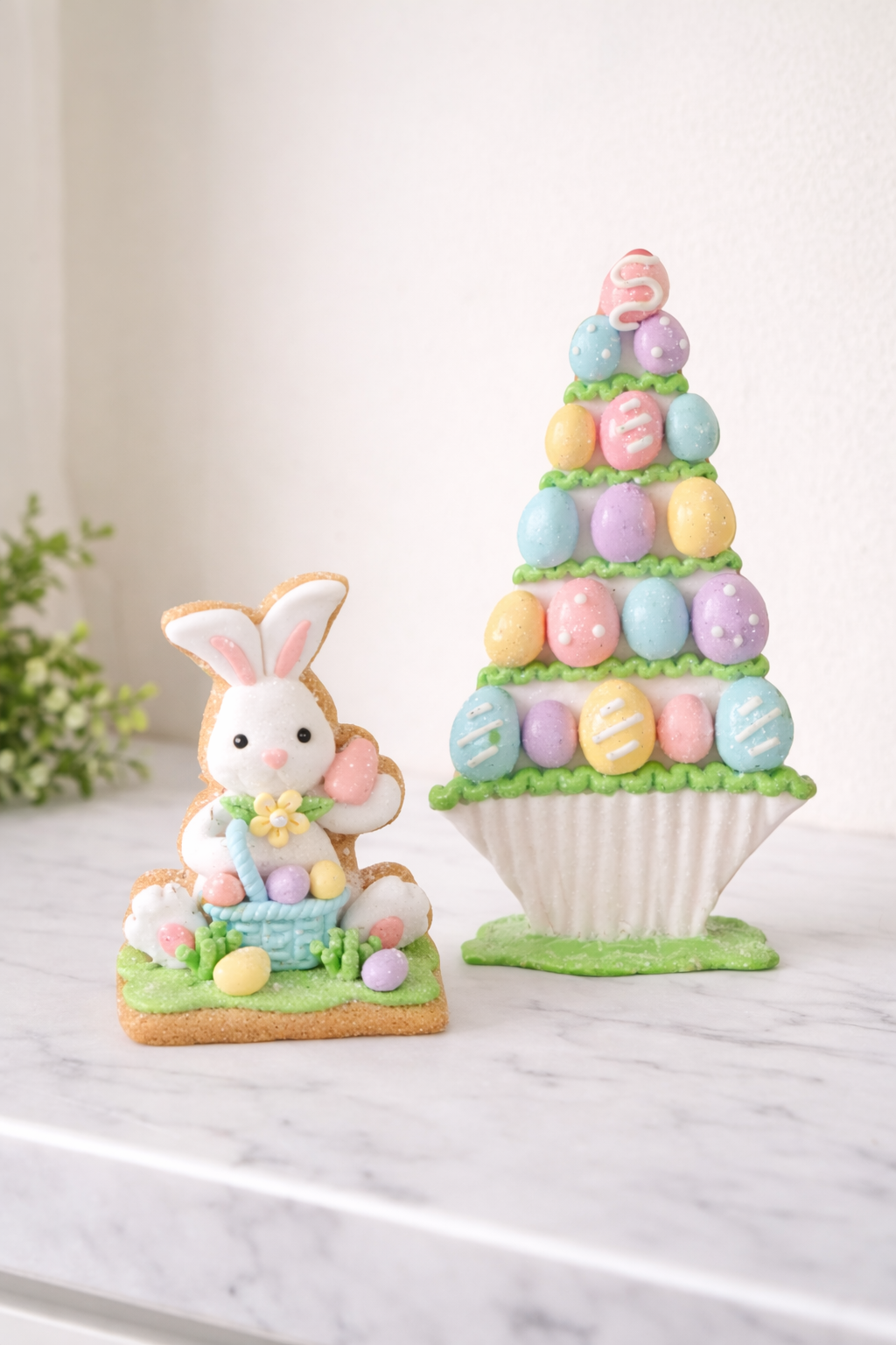 Springtime Gingerbread Bunny and Tree, s/2