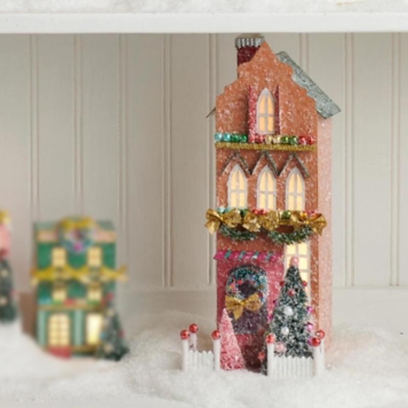 Multicolored Lighted Paper House (12")