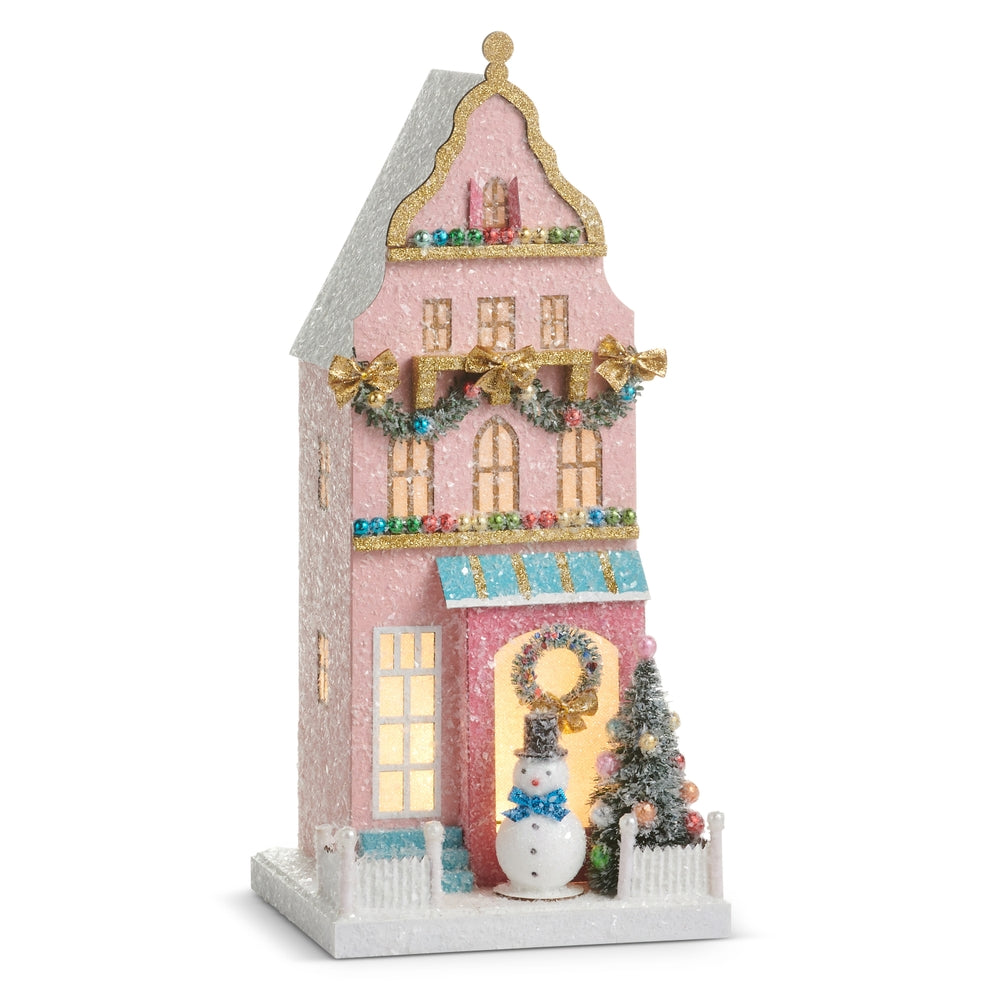 Pink Lighted Paper House (15")