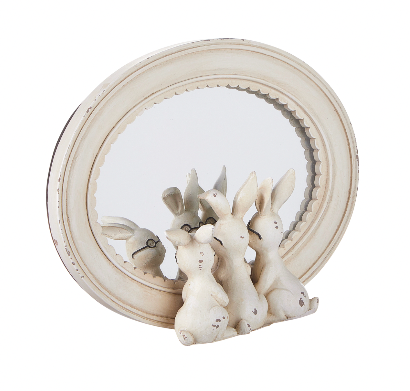 Rabbits with Glasses Mirrored Decor (8.25")