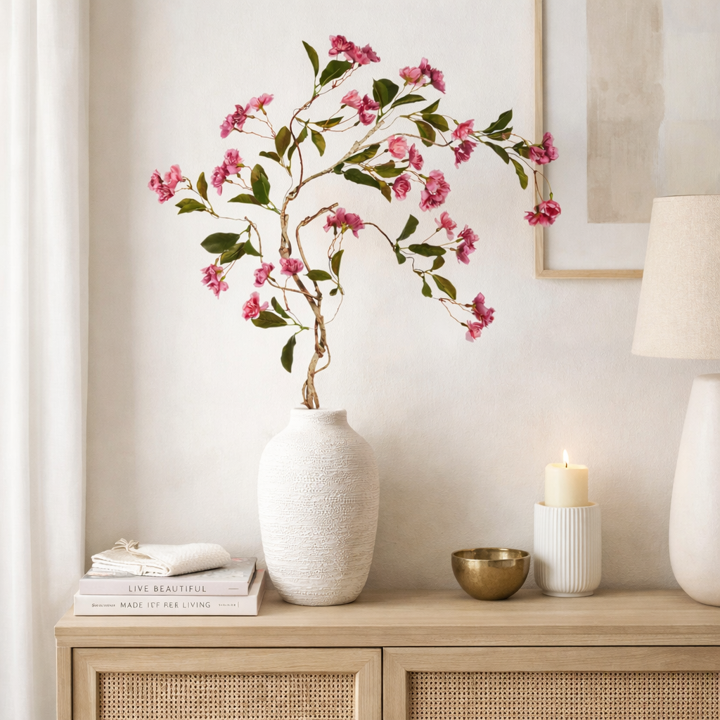 Pink Cherry Blossom Branch 39", s/2