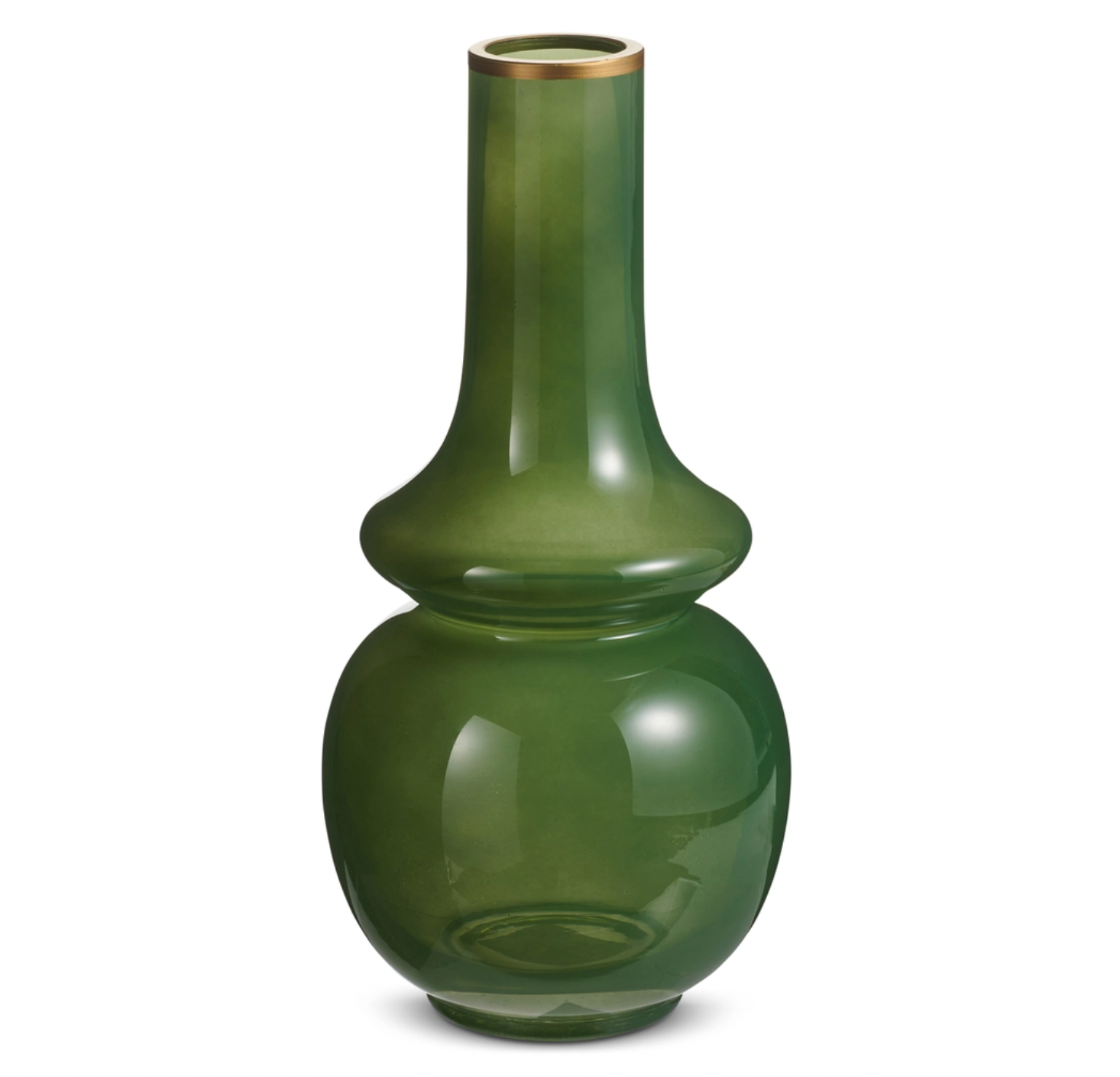Green Bud Vase with Gold Rim